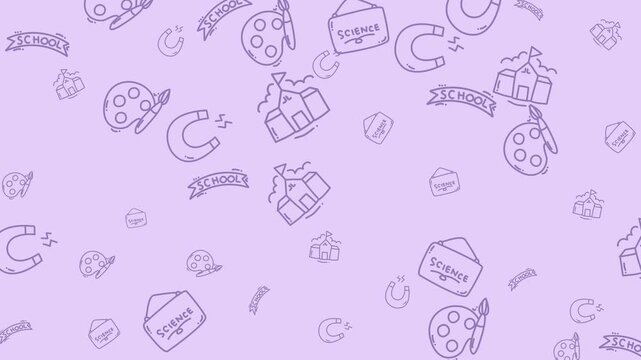 Light purple image features art schools and magnets against a patterned background. Perfect for educational and creative designs.