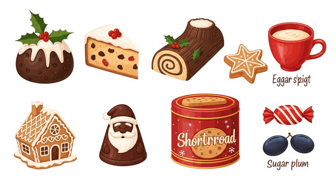 Christmas food and treats isolated on transparent background