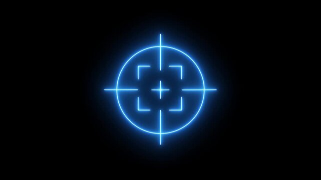 Glowing neon target icon animation. Military training , Military target icon animation. Gun target set icon, Sight sniper target motion background. gun aim, sniper target, hunting, target audience. 