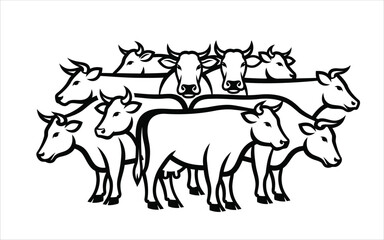 Vectorized Cow for print, sketch, Drawing, Decoration