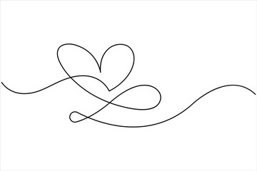 Heart continuous one line art drawing. One contour heart for love design. One line art sketch heart vector illustration. Simplicity symbol love sign isolated on white background