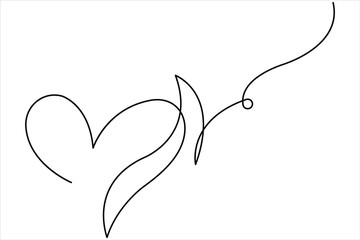 Heart continuous one line art drawing. One contour heart for love design. One line art sketch heart vector illustration. Simplicity symbol love sign isolated on white background