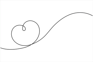 Heart continuous one line art drawing. One contour heart for love design. One line art sketch heart vector illustration. Simplicity symbol love sign isolated on white background