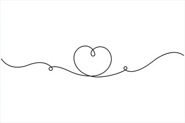 Heart continuous one line art drawing. One contour heart for love design. One line art sketch heart vector illustration. Simplicity symbol love sign isolated on white background