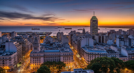 Fototapeta premium Uruguay Coastal Cityscape at Dusk