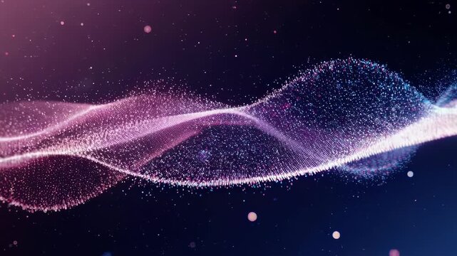 A swirling vortex of colored particles against a dark gradient, evoking abstract movement and energy