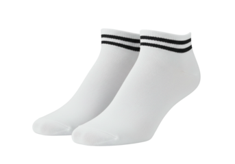 Pair of white ankle socks with black stripes