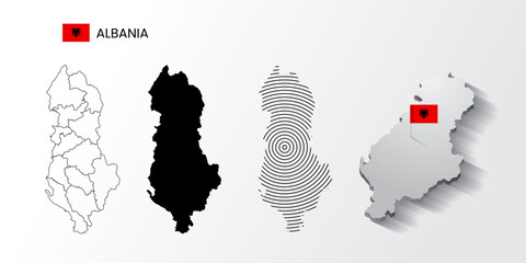 albania vector illustration map with four option shape