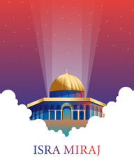 Isra and Mi'raj greeting banner template with al aqsa mosque illustration