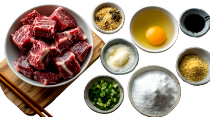 Savor the rich marbling of premium beef cubes ready for your culinary masterpiece, perfectly paired with fresh ingredients for an exquisite meal.