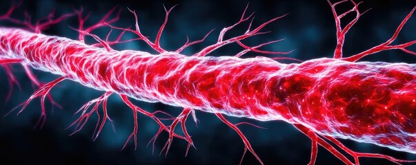 Plaque buildup causing blocked vein or artery concept. Close-up view of a blood vessel, showcasing intricate details.