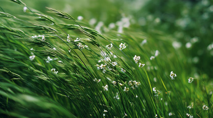 Herbe ondulante en brise floue