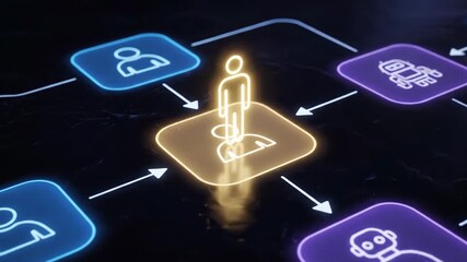Network Diagram AI Assistant Illustration Human At The Center Concept of Automation Digital Transformation Strategy - Powered by Adobe