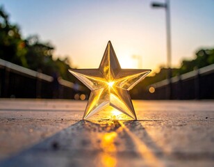 Clear star, golden light, sunset