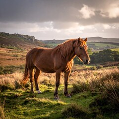 Horse standing in a field on a sunny day