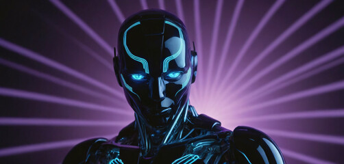 This is an image of a man in futuristic suit with glowing eyes gesture motion cartoonish backgrounds frame layers illustration composition depth elements scene emotion movement colorful