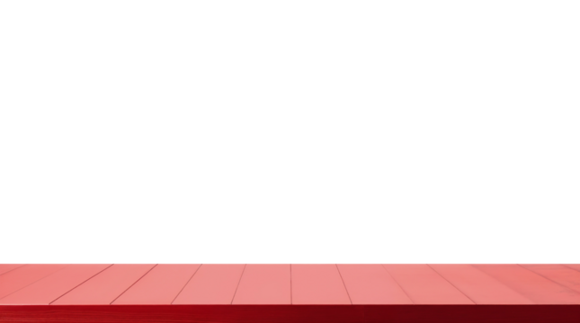 Empty red wooden table isolated on transparent background - Powered by Adobe
