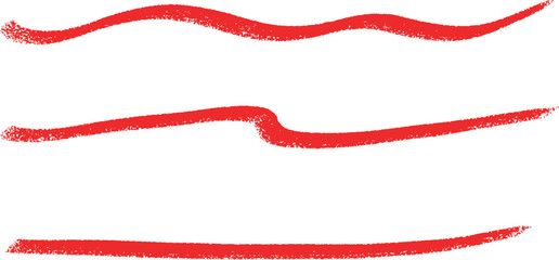 赤いクレヨンタッチのアンダーラインセット　Adobe Illustrator Artwork