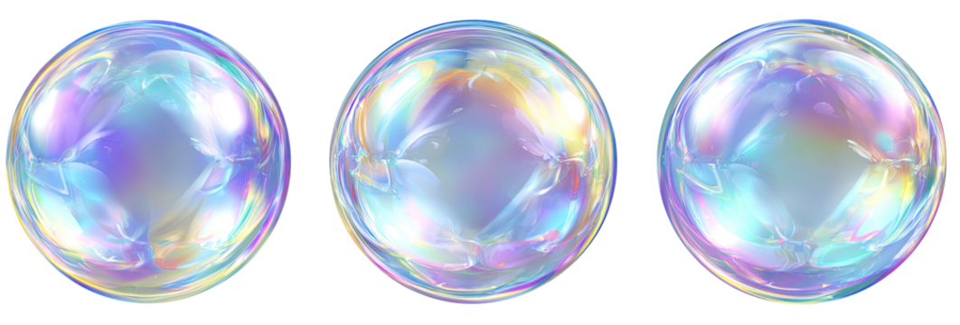 Three iridescent soap bubbles (3)