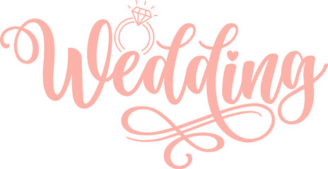 Wedding typography design on plain white transparent isolated background for card, shirt, hoodie, sweatshirt, apparel, tag, mug, icon, poster or badge