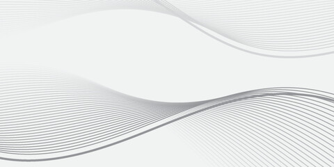 Abstract grey flowing wave lines on white background.
