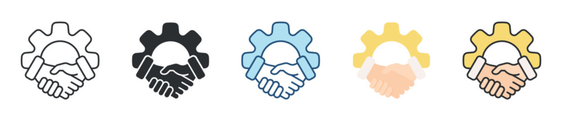 Partnership Icon Set Multiple Style Collection