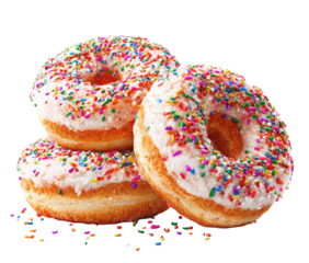 Stack of colorful frosted donuts (1)