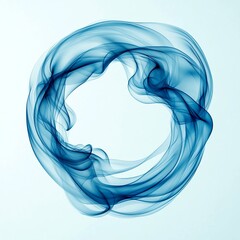 Obraz premium Abstract blue smoky ring shape on a light background. Elegant digital art with soft lines, transparent layers, and a sense of gentle motion. Generative AI