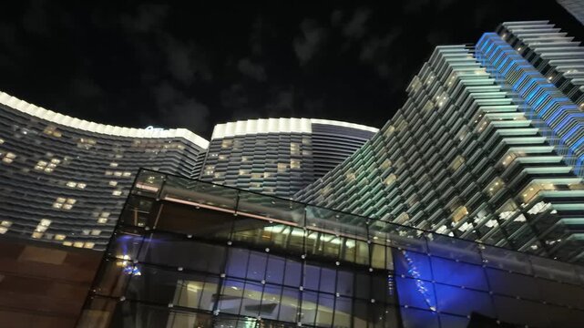 Panoramic View of Luxury Hotels and Casinos in Las Vegas at Night