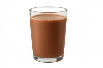 Glass of chocolate milk, a refreshing sweet cocoa dairy beverage, enjoying a healthy nutritious drink