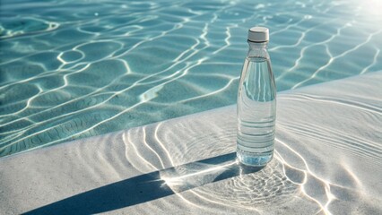 bottle of water in the pool