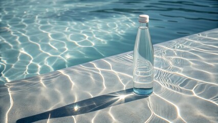 swimming pool with botle of water