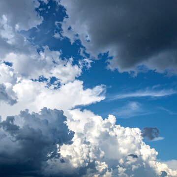 Dark thunderstorm sky with dramatic clouds forming abstract atmospheric background