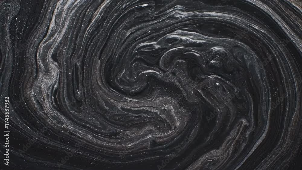 Canvas Prints a seamlessly looping video showing a dark, mysterious swirl of metallic grey and silver fluid patter