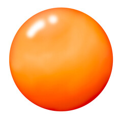 a glossy, solid orange sphere with a bright highlight, isolated background, png file