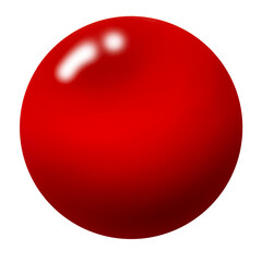 A shiny, bright red circle is digitally rendered like a glossy, solid red sphere glass ball, isolated background, png file