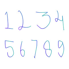 handwritten numbers one through nine for design and advertising needs