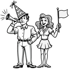 cartoon illustration of a man with sword