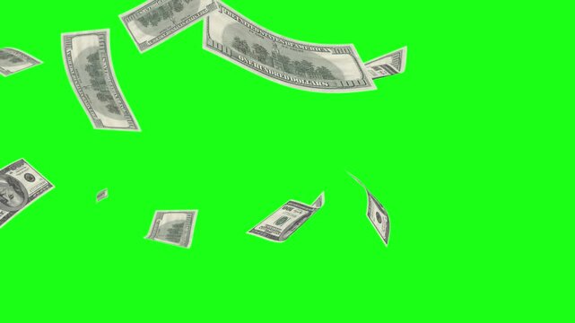 Money rain money drop green screen video