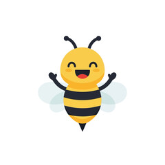 Cheerful Cartoon Bee with Open Arms and Smiling Face.