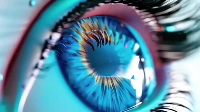 Human eye iris opening pupil extreme close up slow motion