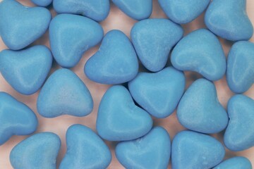 Blue hearts on a soft background: a vivid symbol of love, tenderness, and modern aesthetics for festive and emotional content