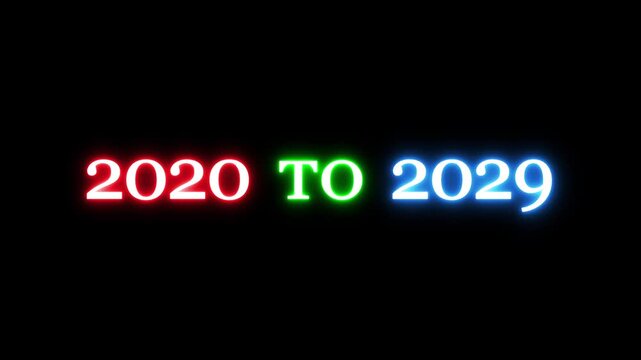 New year from 2020 to 2047 animation on background.  Year changing from 2020 to 2047.