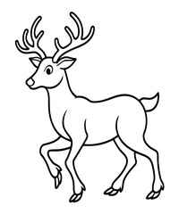 Fototapeta premium Cartoon deer line art with majestic antlers illustration