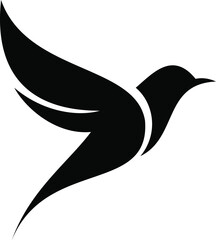 Silhouette bird at feeder black and white vector illustration