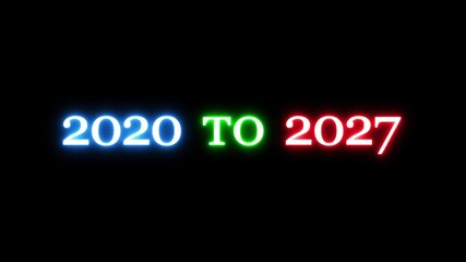 New year from 2020 to 2042 animation on background.  Year changing from 2020 to 2042.