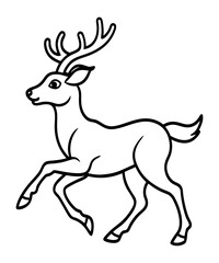 Elegant deer outline in motion vector drawing illustration design