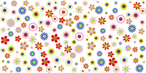 Seamless colorful floral pattern on a transparent background. Perfect for digital design, textiles, and decorative projects.