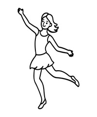 Fototapeta premium A happy young girl dancing freely with joy and enthusiasm outdoors