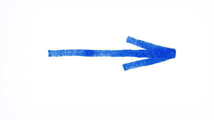 Hand-drawn blue arrow symbol on a transparent background.